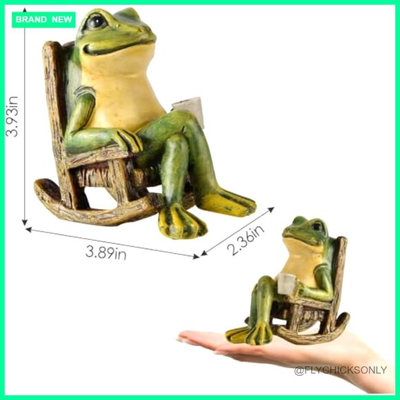 Solar Powered Frog Garden Statue Outdoor Decor Fairy Garden Accessory - Picture 2 of 7